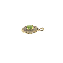 9ct Yellow Gold Peridot Filigree Deco Style Pendant