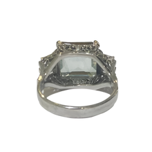Platinum Aquamarine and Diamond Ring