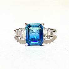 Sterling Silver Blue Bicolour Sunset CZ Ring