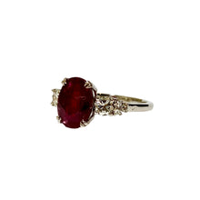 9ct White Gold Double Claw set Ruby and Brilliant cut Diamond Ring