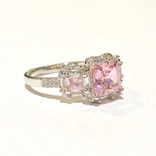 Sterling Silver Pink CZ Princess Ring