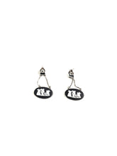 9ct White Gold Black Wedgwood Cameo Drop Earrings