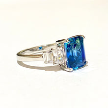 Sterling Silver Blue Bicolour Sunset CZ Ring