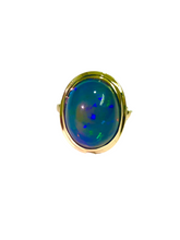9ct Yellow Gold Solid Black Opal Ring