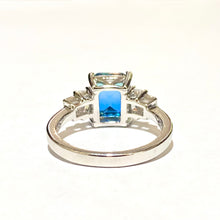 Sterling Silver Blue Bicolour Sunset CZ Ring