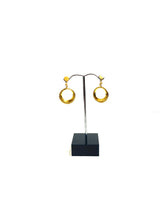 Vintage 9ct Yellow Gold Engraved Hoop Screw On Earrings