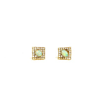 Vintage 9ct Yellow Gold Solid Opal Stud Earrings