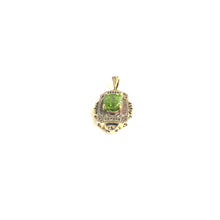 9ct Yellow Gold Peridot Filigree Deco Style Pendant