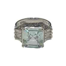 Platinum Aquamarine and Diamond Ring