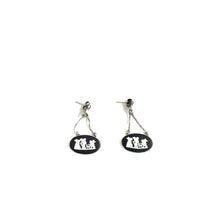 9ct White Gold Black Wedgwood Cameo Drop Earrings