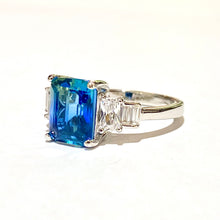 Sterling Silver Blue Bicolour Sunset CZ Ring