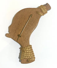 Vintage Elzac Carved Wooden African Brooch