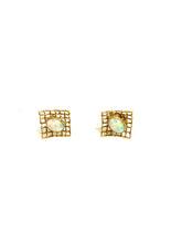 Vintage 9ct Yellow Gold Solid Opal Stud Earrings