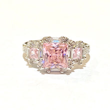 Sterling Silver Pink CZ Princess Ring