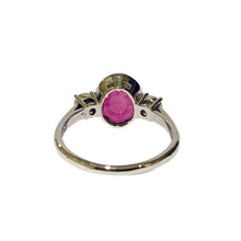 18ct White Gold Bezel set Ruby and Brilliant cut Diamond Ring