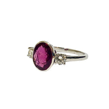 18ct White Gold Bezel set Ruby and Brilliant cut Diamond Ring