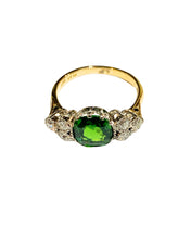 18ct Yellow Gold and Platinum Garnet and Diamond Dress Ring