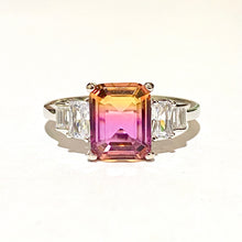 Sterling Silver Orange Bicolour Sunset CZ Ring