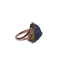 9ct Rose Gold Lava Stone with a Carved Goat Head Ring
