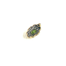 9ct Yellow Gold Peridot Filigree Deco Style Pendant