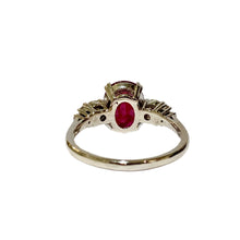 9ct White Gold Double Claw set Ruby and Brilliant cut Diamond Ring