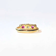 18ct Yellow Gold Ruby and Diamond Trilogy Ring