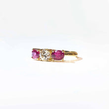 18ct Yellow Gold Ruby and Diamond Trilogy Ring