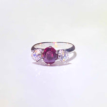 18ct White Gold Ruby and Diamond Trilogy Ring