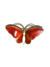 Sterling Silver Enamel Red and White Butterfly Brooch