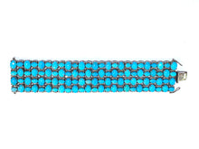 Diamond Set Sterling Silver Rhodium Plated Turquoise Cuff