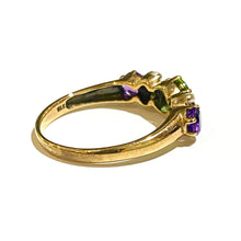 Peridot, Amethyst and Seed Pearl 9ct Yellow Gold Ring