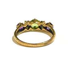 Peridot, Amethyst and Seed Pearl 9ct Yellow Gold Ring