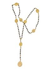 Vintage Black Glass Beaded Rosary Necklace