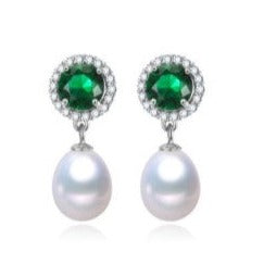 Cultured Pearl and Cubic Zirconia Earrings