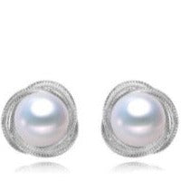 Sterling Silver Button Pearl Stud Earrings