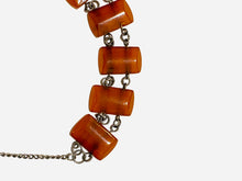 Art Deco Sterling Silver Honey Amber Necklace