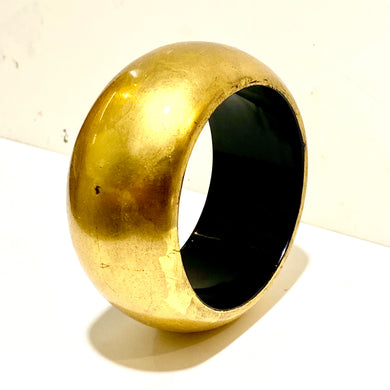 Hand-painted Black and Gold Solid Wooden Bangle