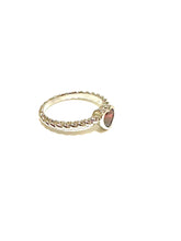 Sterling Silver Rope Band Heart-Shaped Garnet Ring