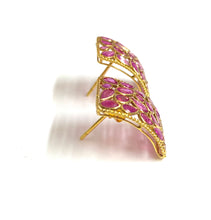 18ct Gold Square Ruby Earrings