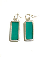 Sterling Silver Chrysoprase Rectangle Earrings