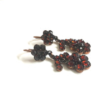 Sterling Silver Rose Gold Plated Garnet Floral Earrings