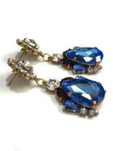 Blue, Red and White Crystal Drop Earrings