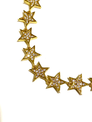 Gold Plated Cubic Zirconia Star Link Chain Bracelet