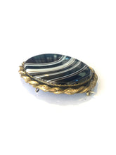 9ct Gold Banded Agate Rounded Brooch