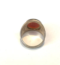 Carnelian Sterling Silver Engraved Band Ring