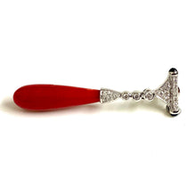 9ct White Gold Momo Coral and Diamond Stud Drop Earrings