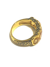 Sterling Silver Brass, Citrine and Enamel Ring