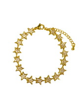 Gold Plated Cubic Zirconia Star Link Chain Bracelet
