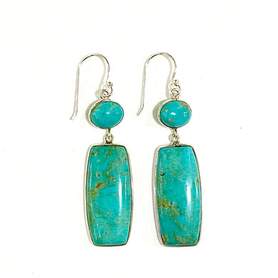 Sterling Silver Turquoise Rectangular Drop Earrings