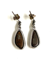 9ct Gold Diamond and Solid Black Opal Earrings